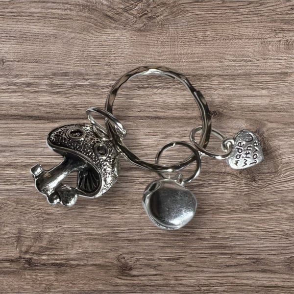 Toadstool Mushroom Bell Keyring Forest Foraging 
