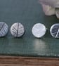 Recycled Silver Leaf Pattern Circle Stud Earrings  - Image 1