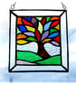 Rainbow Tree of Life Suncatcher Leaf Stained Glass Picture 018