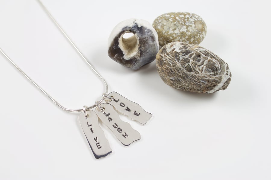 Sterling Silver 'Live Laugh Love' Text Pendant