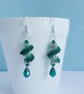 Emerald Green and Silver Spiral Beaded Drop Earrings - Image 4
