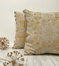 Hand Printed Organic Cotton Oblong Cushion - RUNA - Ochre Yellow - Image 3