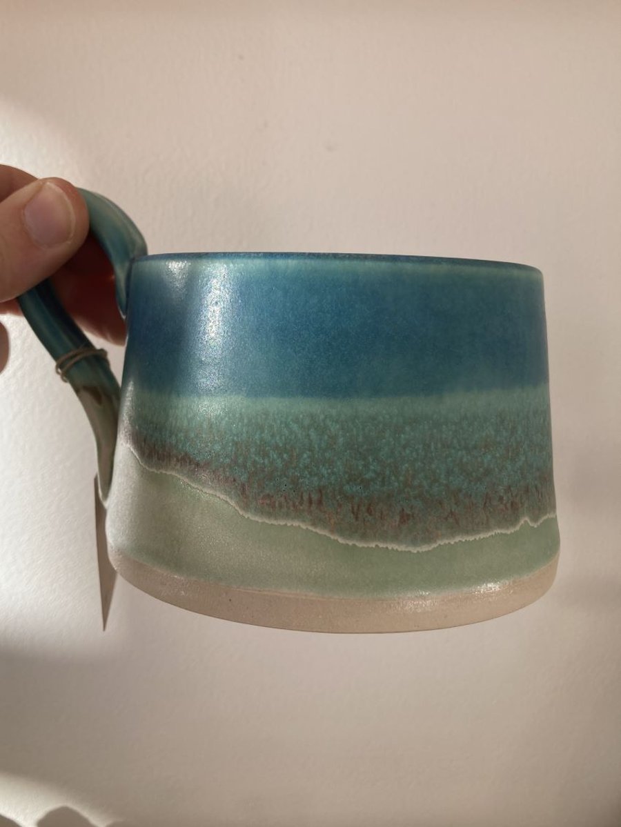Ceramic handmade Cup - Glazed in turquoise and greens