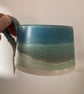 Ceramic handmade Cup - Glazed in turquoise and greens