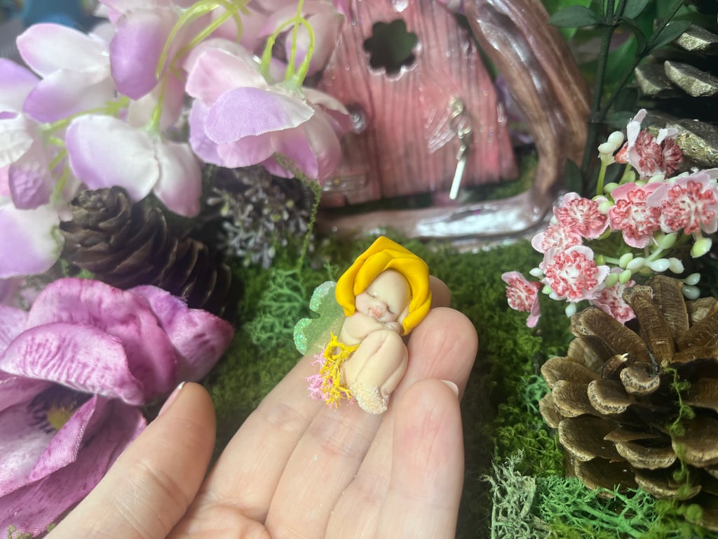 Ooak Baby Fairy, Polymer Clay, Fairy Gift, Sleeping Fairy