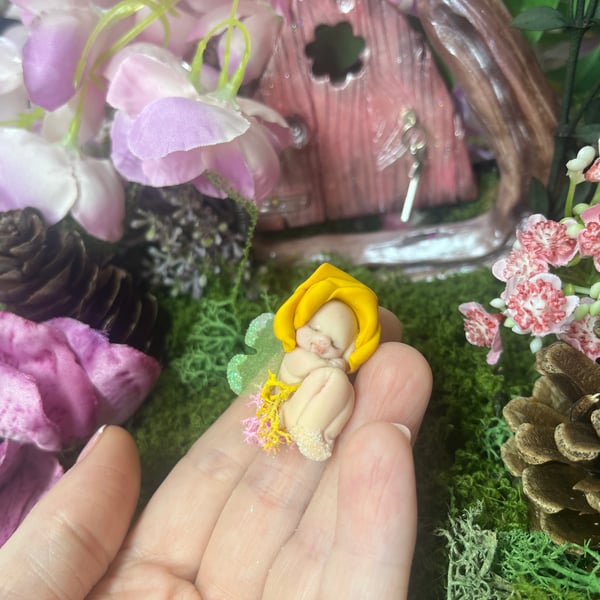 Ooak Baby Fairy, Polymer Clay, Fairy Gift, Sleeping Fairy