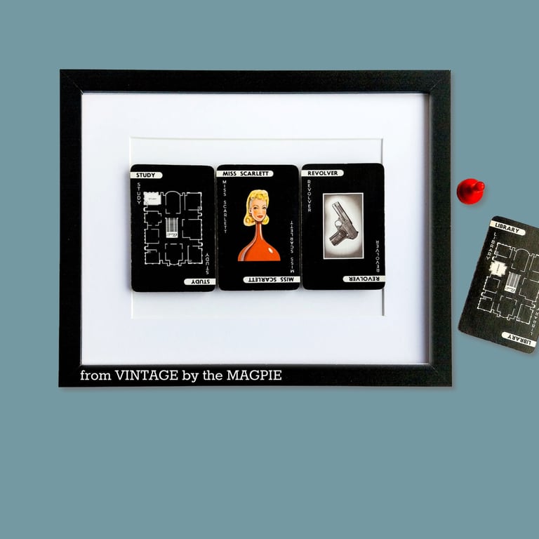 Original Vintage Cluedo game card artwork, pick your cards, FRAMED