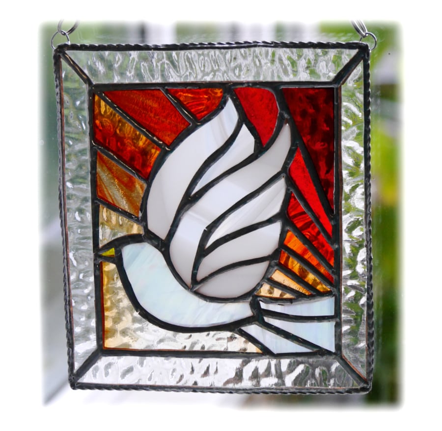 Sunset Dove Stained Glass Picture Suncatcher Handmade 