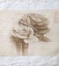 Rose postcard fabric panel large slow sewing