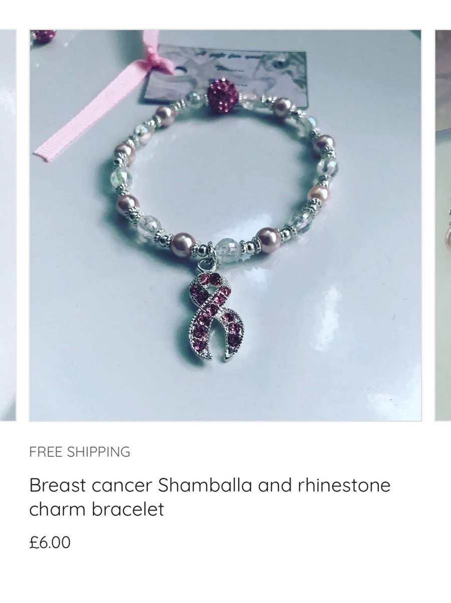 Breast cancer awareness rhinestone charm bracelet ladies gift ab crystal beaded