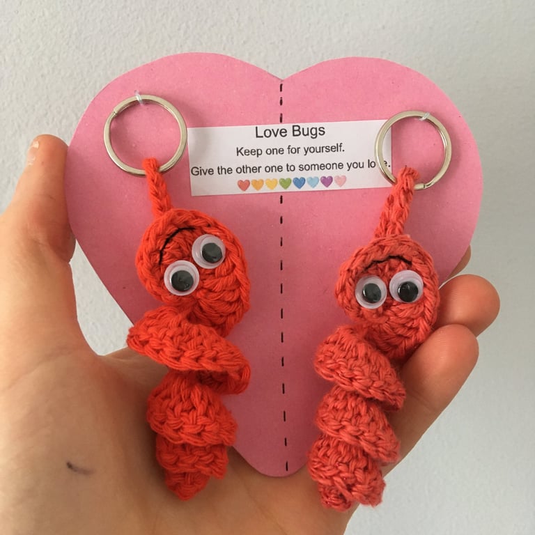 Red Crochet Love Bug Keyrings, Wedding Present