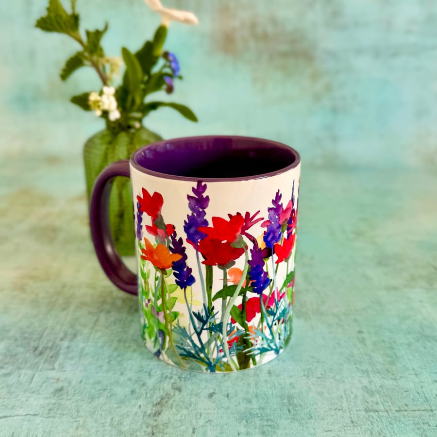 Poppies and lavender Mug