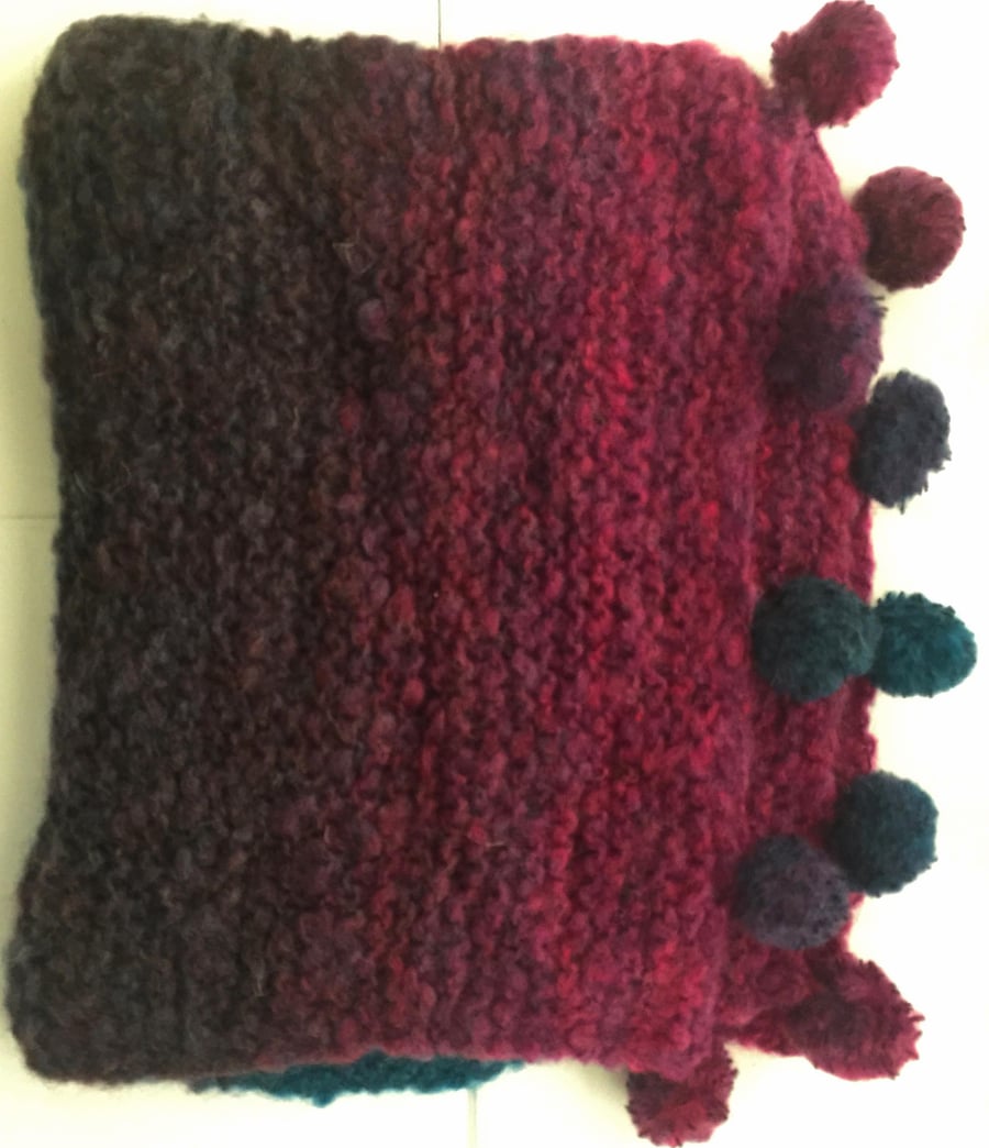 Pretty Tonal Mohair and Wool Bland Hand Knitted Scarf - UK Free Post