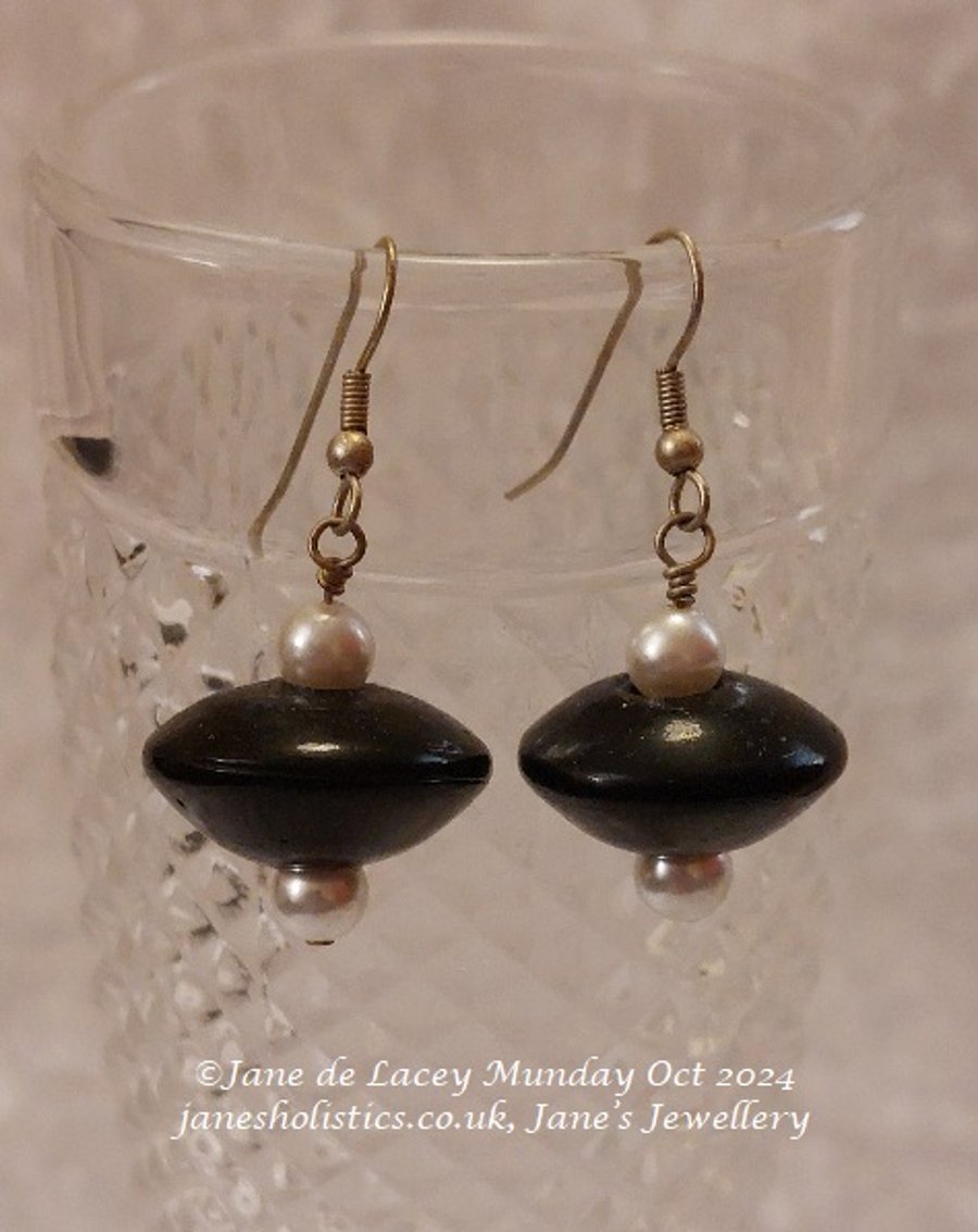 Black and White Drop Earrings