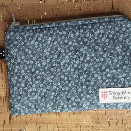 Coin Purse Mid Grey with small Flower Print.