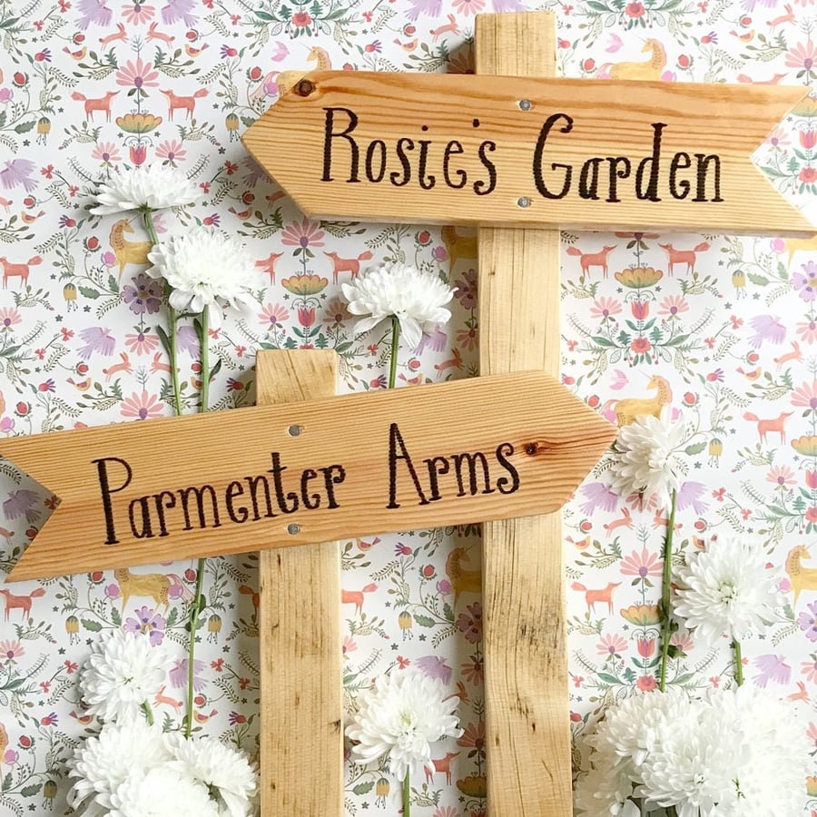 Rustic outdoor sign post