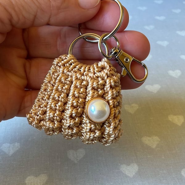 Mini handbag crochet keyring