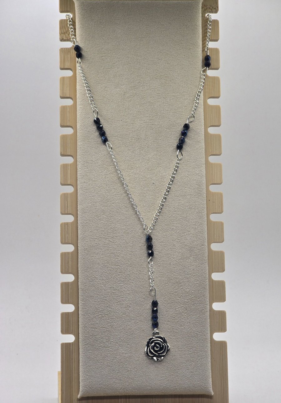 Rose charm necklace - Y Shoped 
