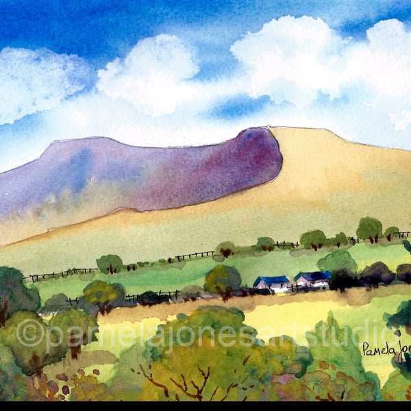 Pen Y Fan, The Brecon Beacons, Wales, Original Watwercolour in 14 x 11'' Mount