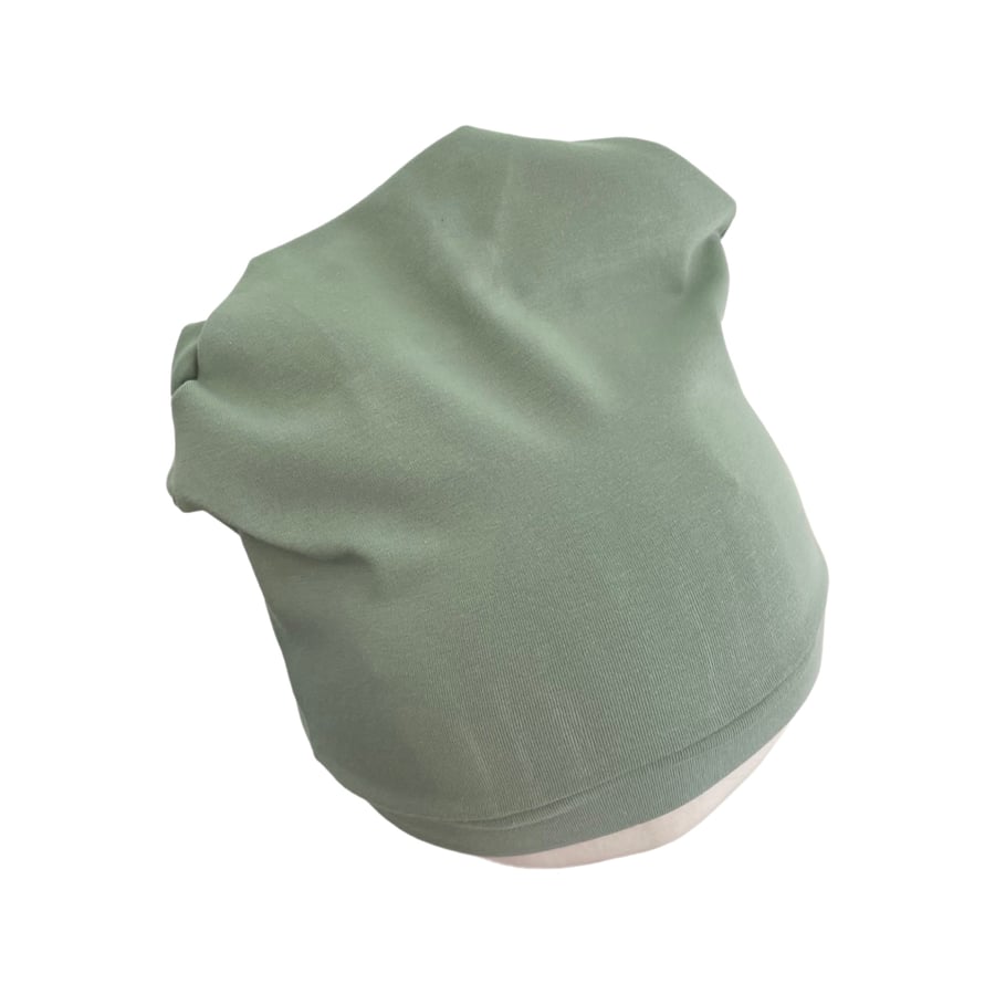 Pastel Mint Green Chemo Beanie, Soft Cotton Beanie Hat, Women's Chemo Hat