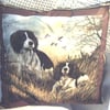 Two Springer Spaniels ready and waiting cushion 