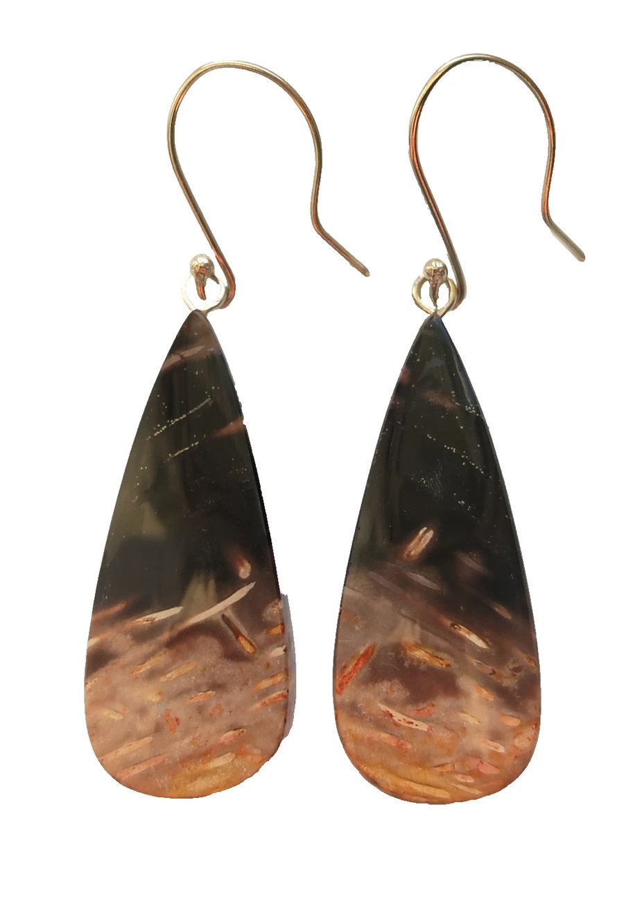 Petrified Palm Root Earrings Sterling Silver 925 Jewellery Gift Fossilised Wood