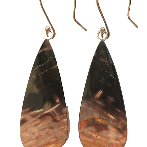 Petrified Palm Root Earrings Sterling Silver 925 Jewellery Gift Fossilised Wood