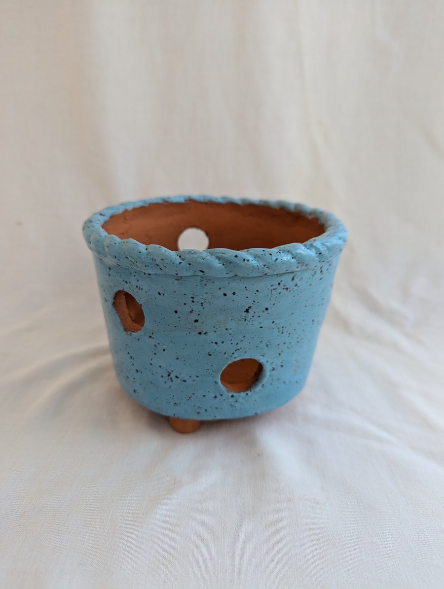 Blue Speckle Glazed Orchid Pot