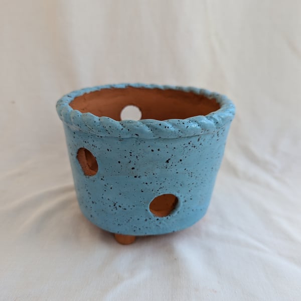 Blue Speckle Glazed Orchid Pot