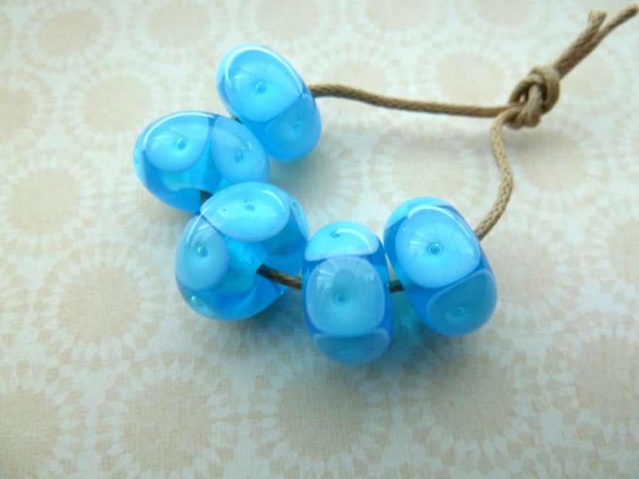 blue bubble lampwork glass beads