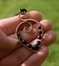 Copper Wire Wrapped Pendant & Earrings Set with Black Beads - Image 7
