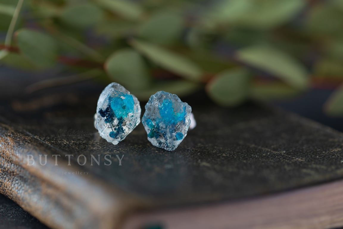 Flower Ear Rings Ice Earring Blue Flowers Botanical Jewellery Pressed Flowers Na