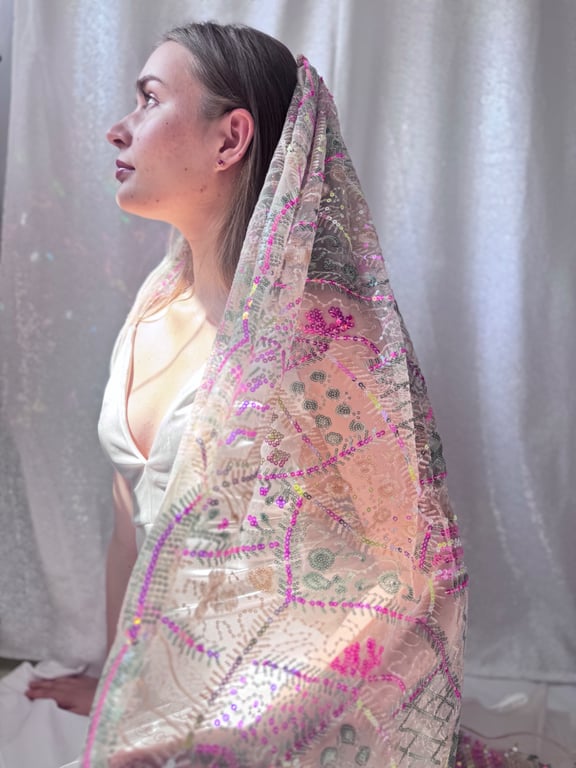 Life of the Party - Colourful Sequin Embroidered Wedding Veil 