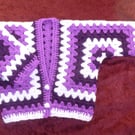 crochet toddler hexagon purple mauve cardigan. ( ref FA 530 B1 )