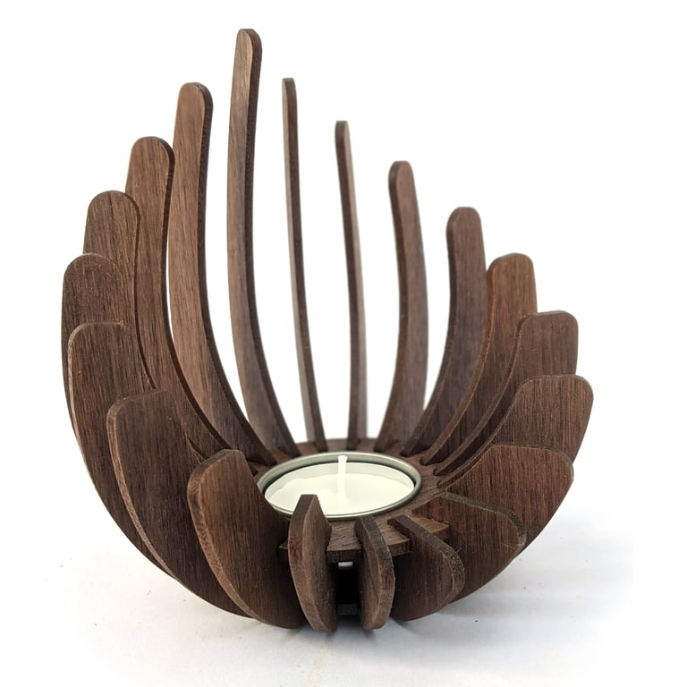 Unique WALNUT Tealight Candle Holder. Perfect Christmas Gift, Stylish Home Decor