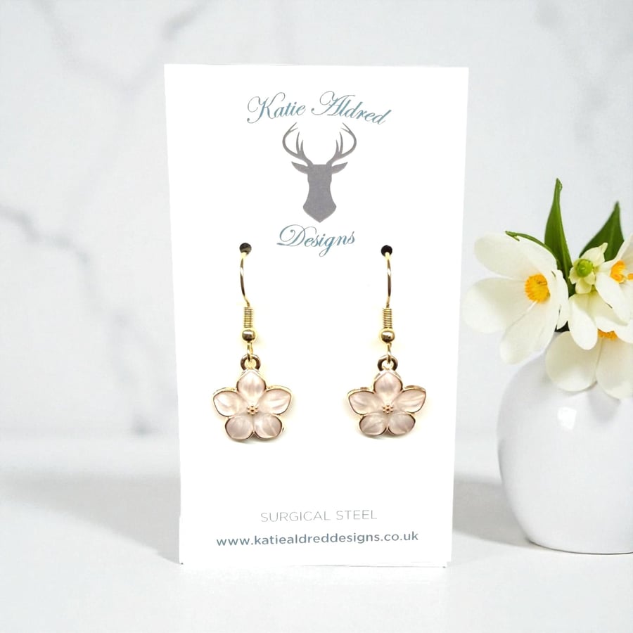 Charm Earrings - Pearlescent Flower - Cream