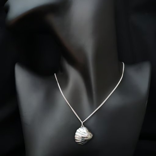 Sterling silver seashell with silver pearl necklace