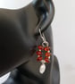 Sterling Silver Amber & Pearl Drop Earrings Statement Drop Earrings  - Image 4
