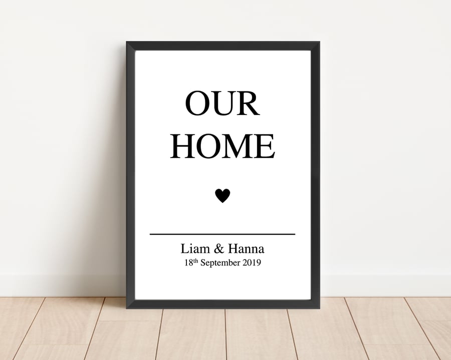 Personalised Our Home Print Wall Art Home Decor Gift
