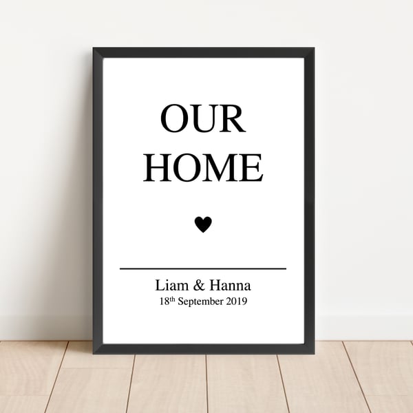 Personalised Our Home Print Wall Art Home Decor Gift