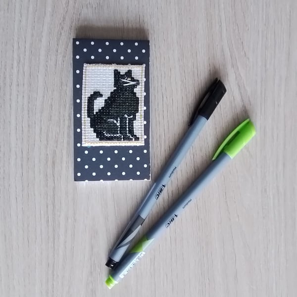 Cat Notebook, Black Cat, Mini Notebook, Cat Gifts, Mini Notepad - Spotted