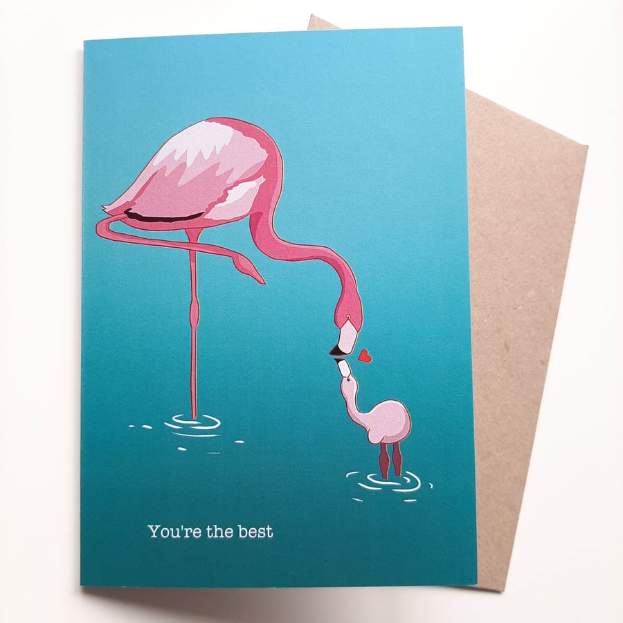 Flamingo Greetings Card - You're the Best card - Father's day