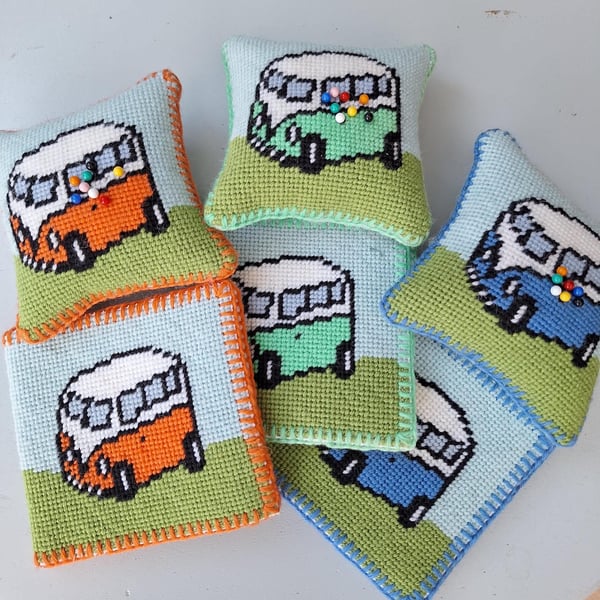 Retro Camper Van Needlepoint Tapestry Kit - DIY Pincushion or Needle Case