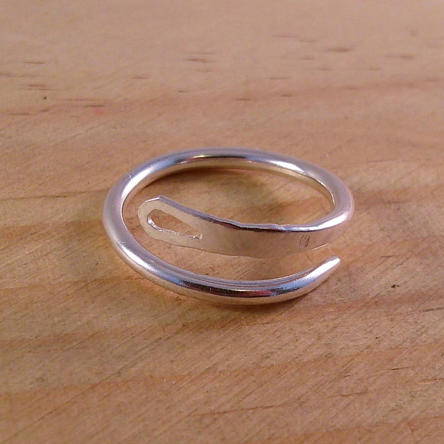 Sterling Silver Sewing Needle Adjustable Ring