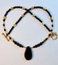 Onyx Teardrop Pendant, Spinel, Quartz & Hematite - Birthday, Anniversary Gift - Image 1