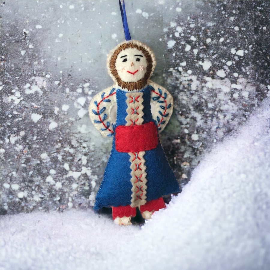 Handmade Felt Christmas Decoration Scandi Girl 