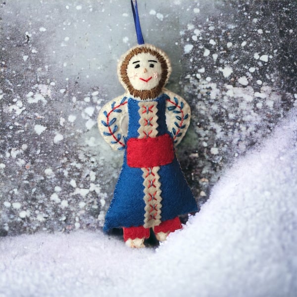 Handmade Felt Christmas Decoration Scandi Girl 