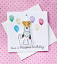Handmade Birthday Card Fox Terrier Keepsake Birthday Gift Hanging Decoration