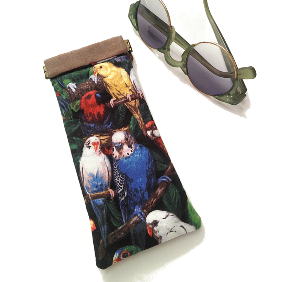Wild parrots glasses case, flex frame, pinch purse, POSTAGE INCLUDED