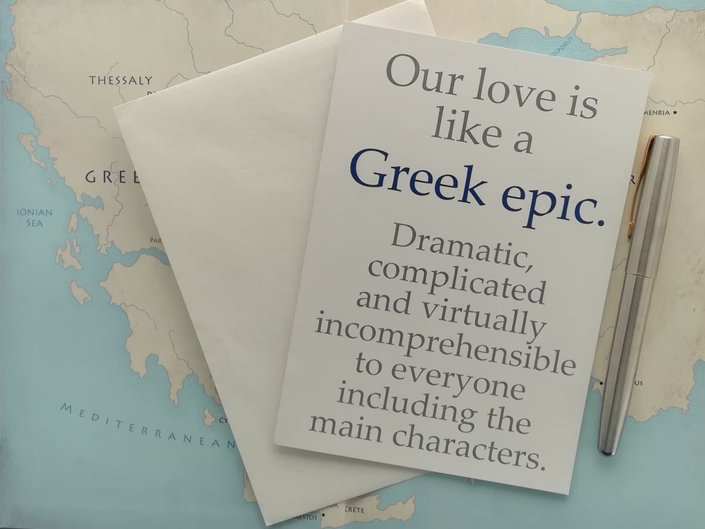 Our Love is Like a Greek Epic. Greek Mythology Funny Anniversary Card